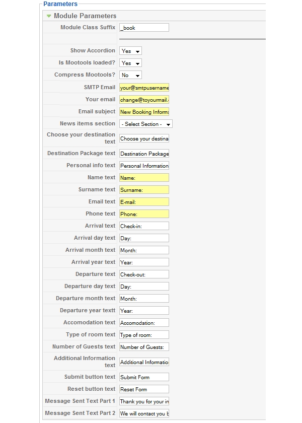 YJ Booking Module Free Version